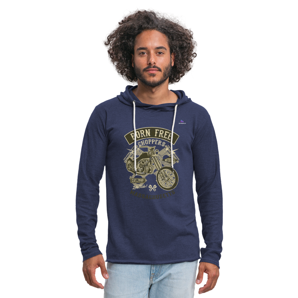 Sudadera ligera unisex con capucha"born free" - azul marino salpicado
