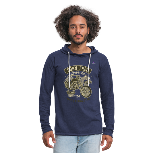 Sudadera ligera unisex con capucha"born free" - azul marino salpicado