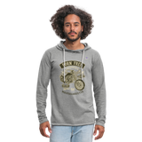 Sudadera ligera unisex con capucha"born free" - gris jaspeado