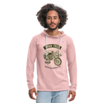 Sudadera ligera unisex con capucha"born free" - rosa crema jaspeado