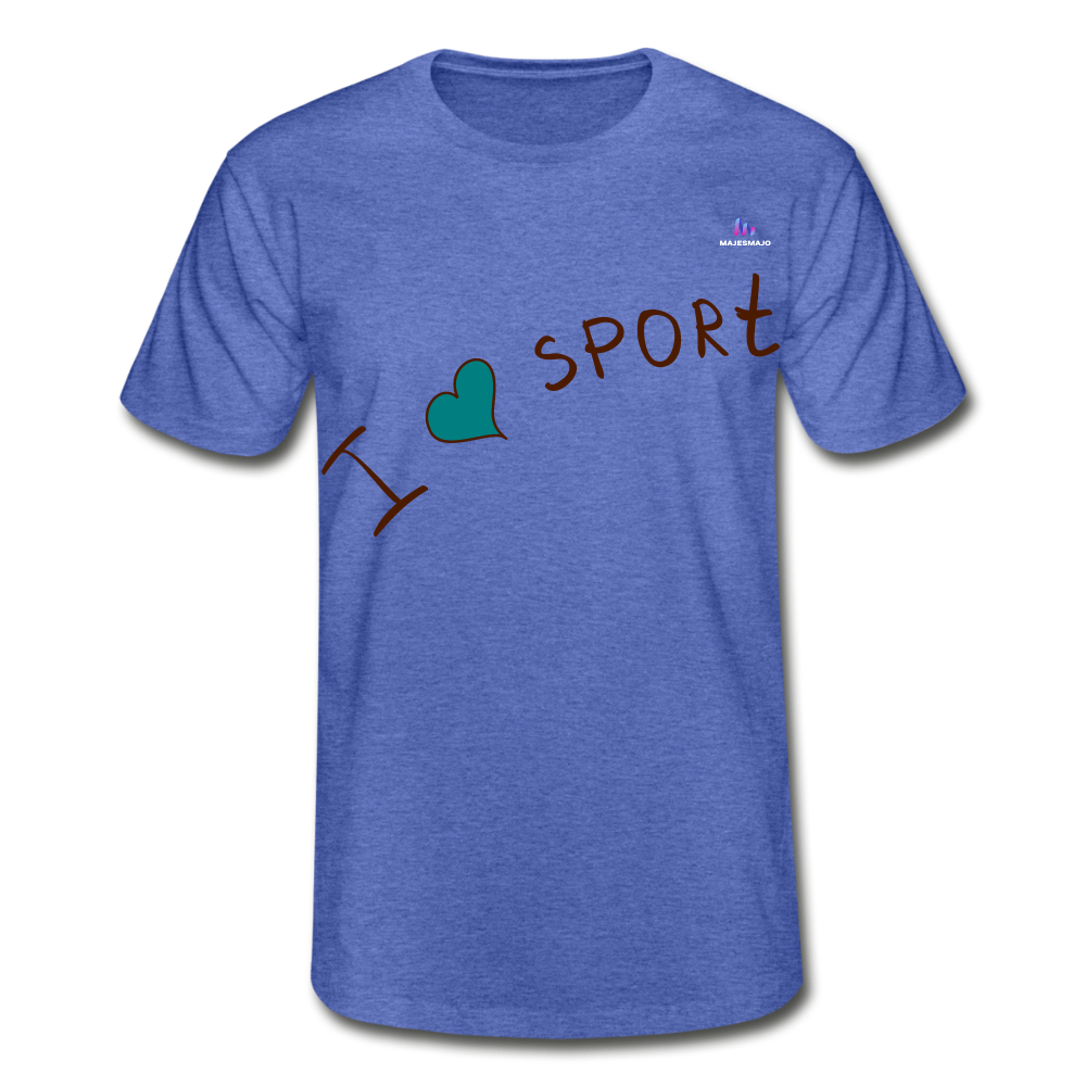 Camiseta de Fruit of the Loom"i love sport" - azul jaspeado