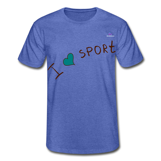 Camiseta de Fruit of the Loom"i love sport" - azul jaspeado