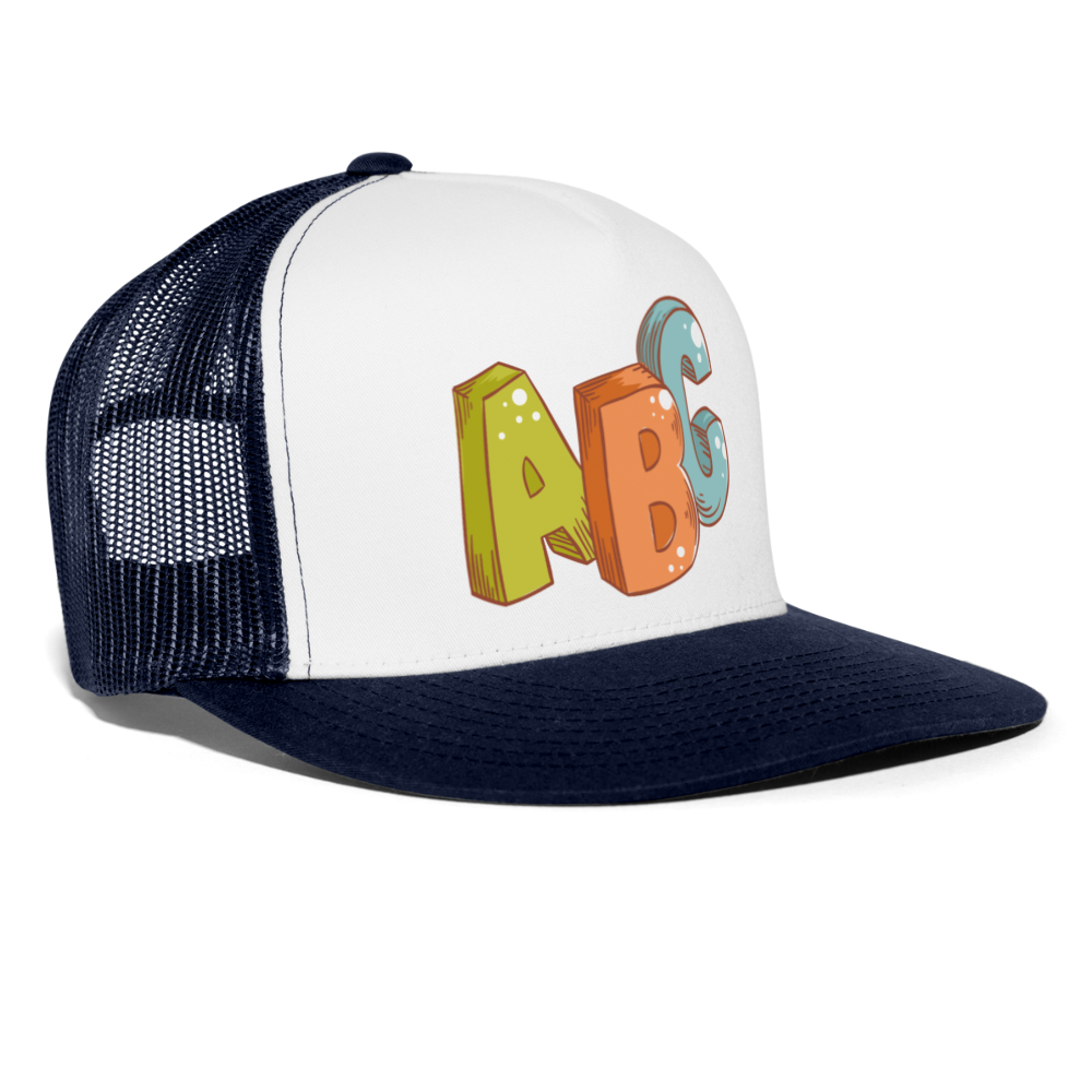 Gorra de camionero"ABC" - blanco/azul marino