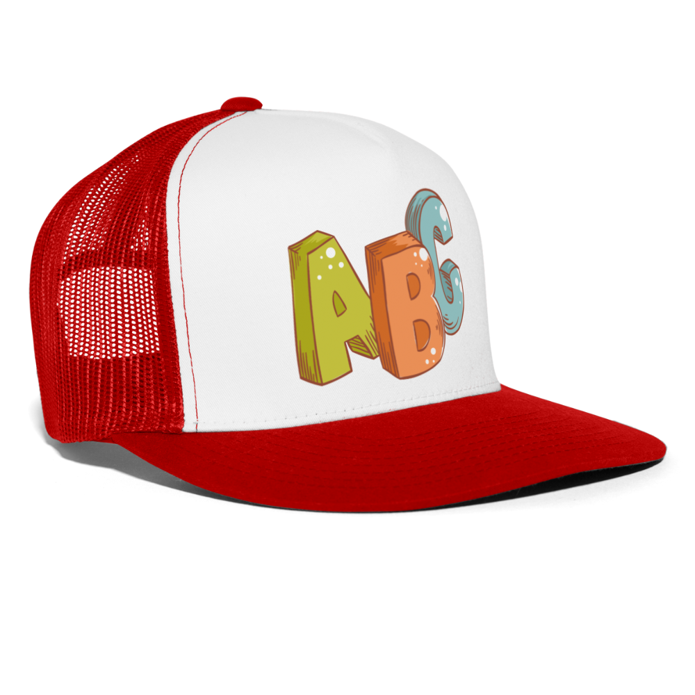Gorra de camionero"ABC" - blanco/rojo