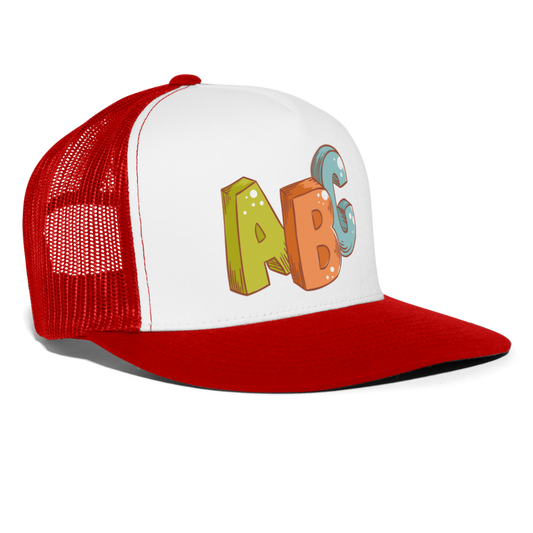 Gorra de camionero"ABC" - blanco/rojo