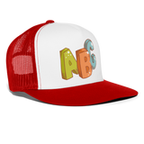 Gorra de camionero"ABC" - blanco/rojo