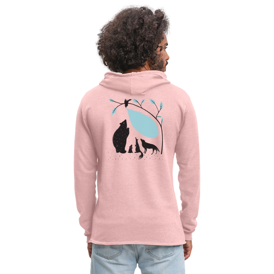 Sudadera ligera unisex con capucha"snowboarder" - rosa crema jaspeado