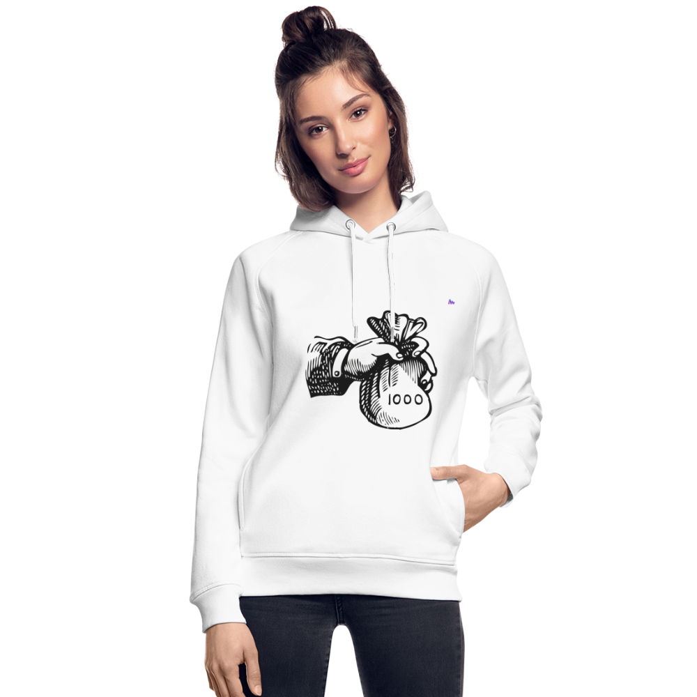 Sudadera con capucha ecológica unisex de Stanley & Stella"Hand with money bag" - blanco