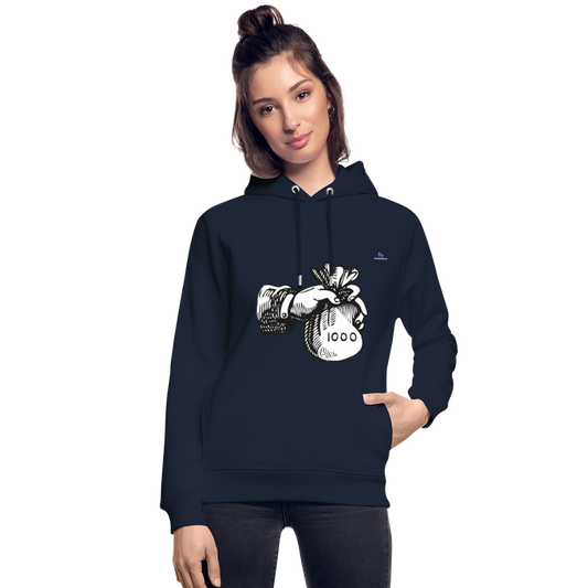 Sudadera con capucha ecológica unisex de Stanley & Stella"Hand with money bag" - azul marino