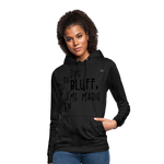 Sudadera con capucha para mujer"bluff no year" - negro