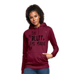 Sudadera con capucha para mujer"bluff no year" - rojo bordeaux