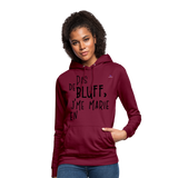 Sudadera con capucha para mujer"bluff no year" - rojo bordeaux