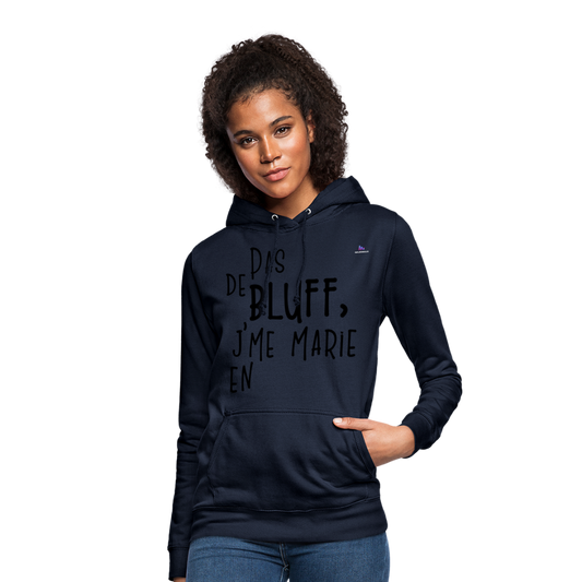Sudadera con capucha para mujer"bluff no year" - azul marino