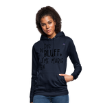 Sudadera con capucha para mujer"bluff no year" - azul marino