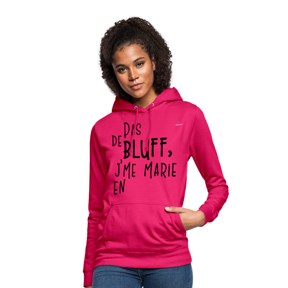 Sudadera con capucha para mujer"bluff no year" - rosado oscuro