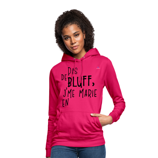 Sudadera con capucha para mujer"bluff no year" - rosado oscuro