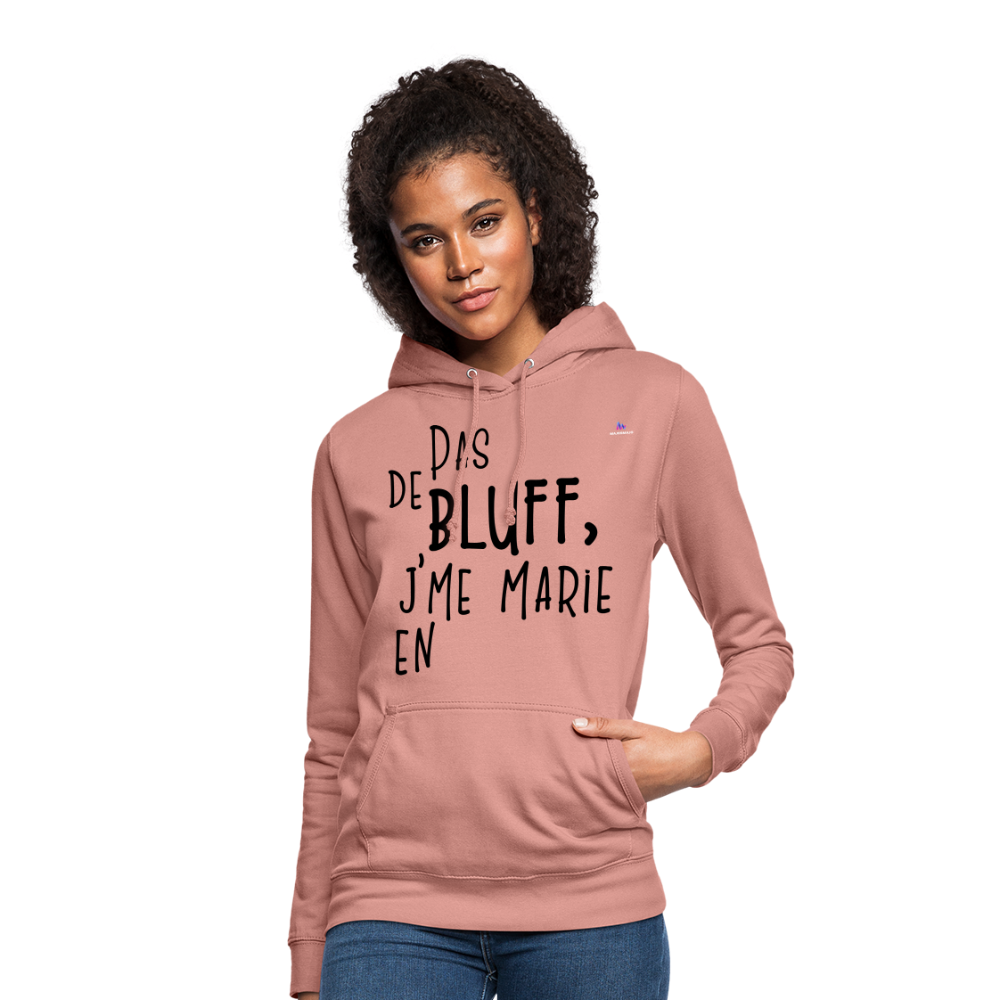 Sudadera con capucha para mujer"bluff no year" - malva