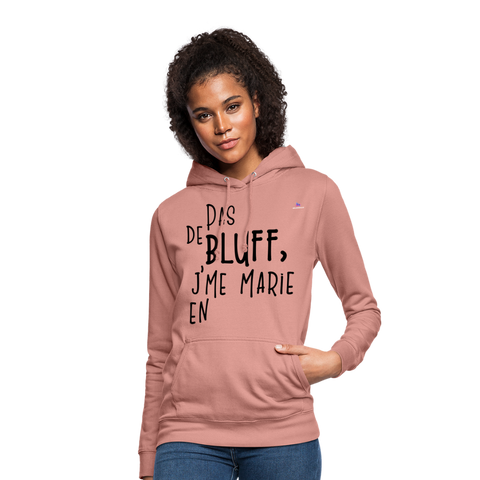 Sudadera con capucha para mujer"bluff no year" - malva