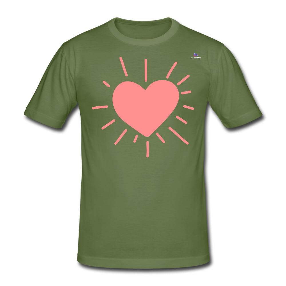 Camiseta pesada Gildan"heart" - verde oliva