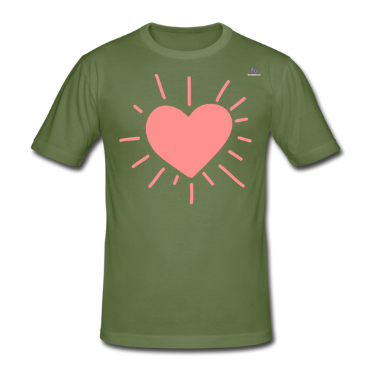 Camiseta pesada Gildan"heart" - verde oliva