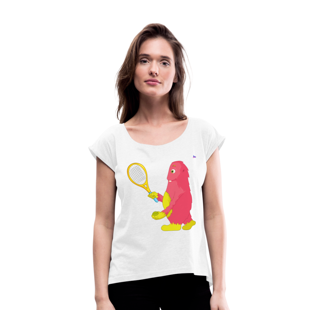Camiseta con manga enrollada"tennis monster" - white