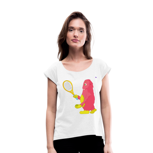 Camiseta con manga enrollada"tennis monster" - white