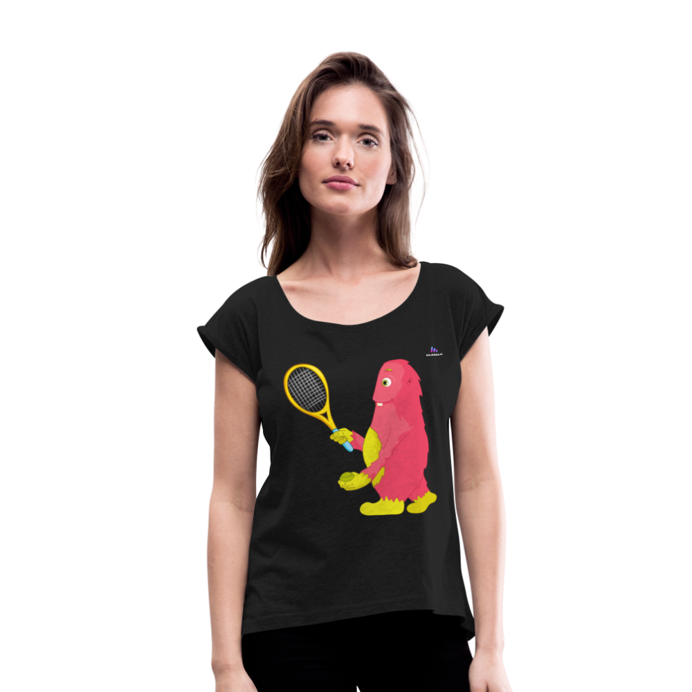 Camiseta con manga enrollada"tennis monster" - black