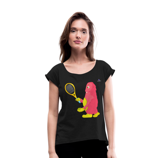 Camiseta con manga enrollada"tennis monster" - black
