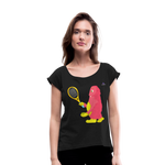 Camiseta con manga enrollada"tennis monster" - black