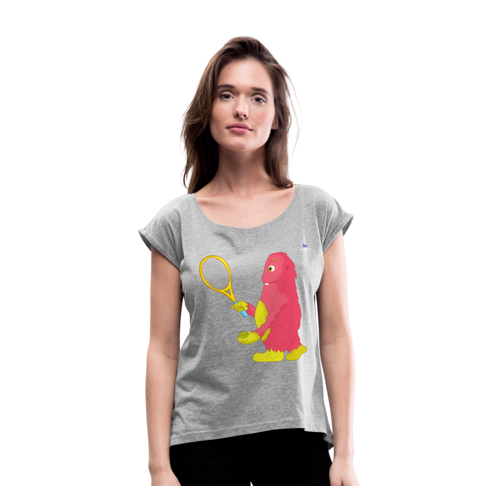 Camiseta con manga enrollada"tennis monster" - heather grey