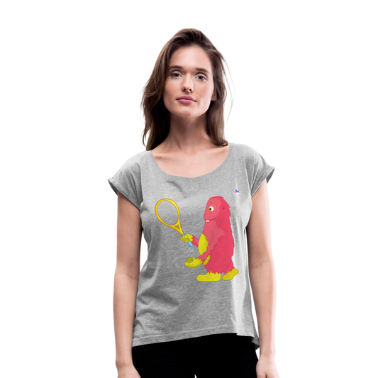 Camiseta con manga enrollada"tennis monster" - heather grey