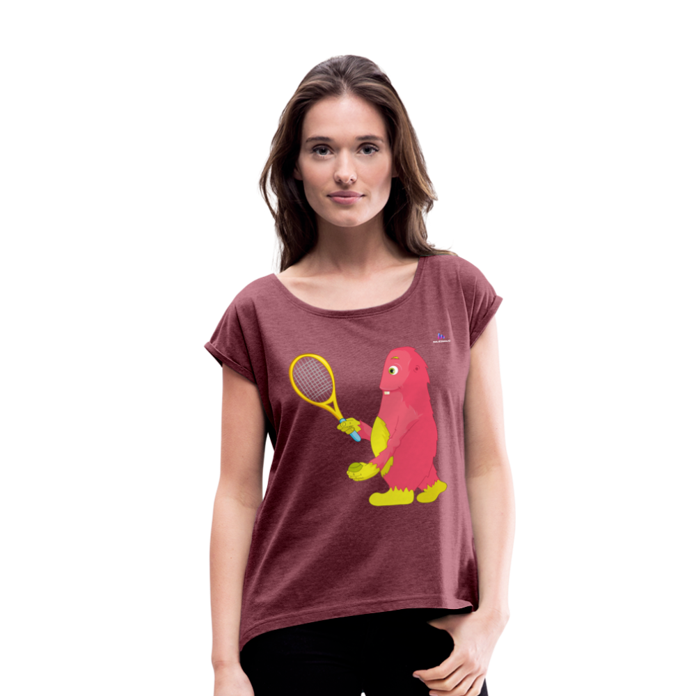 Camiseta con manga enrollada"tennis monster" - heather burgundy
