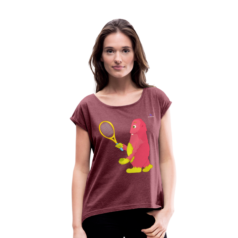 Camiseta con manga enrollada"tennis monster" - heather burgundy