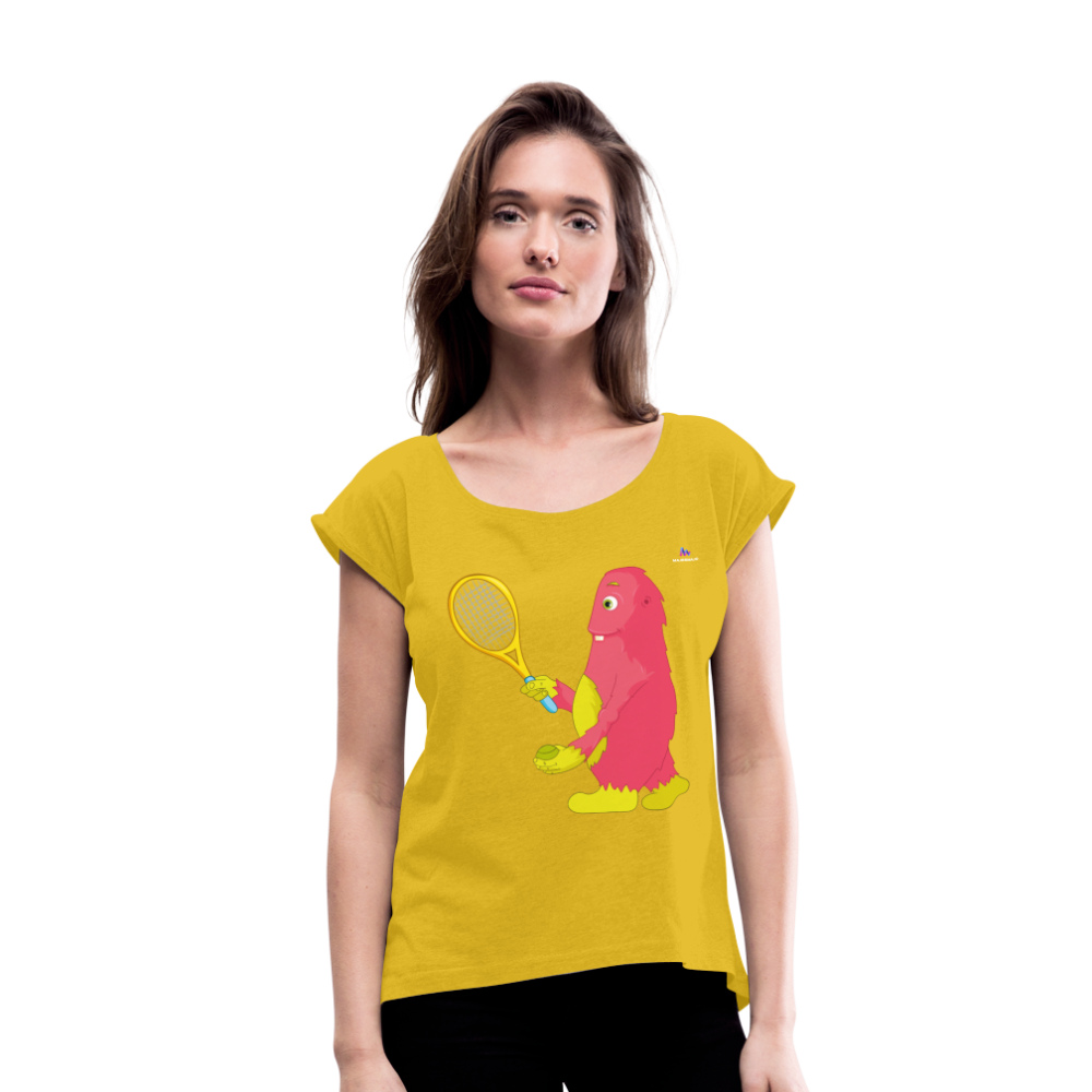 Camiseta con manga enrollada"tennis monster" - mustard yellow