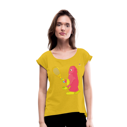Camiseta con manga enrollada"tennis monster" - mustard yellow