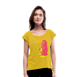 Camiseta con manga enrollada"tennis monster" - mustard yellow