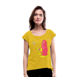 Camiseta con manga enrollada"tennis monster" - mustard yellow