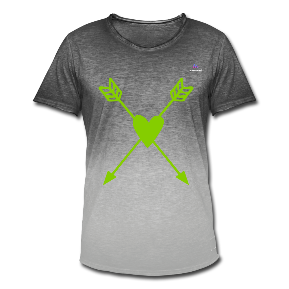 Camiseta degradada"Heart Cross" - dip dye grey