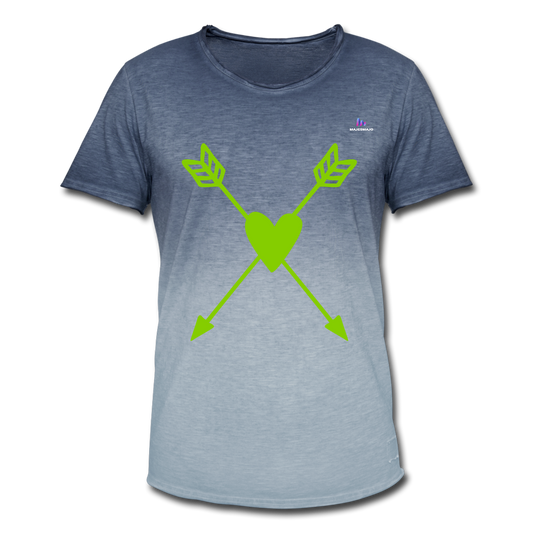 Camiseta degradada"Heart Cross" - dip dye denim
