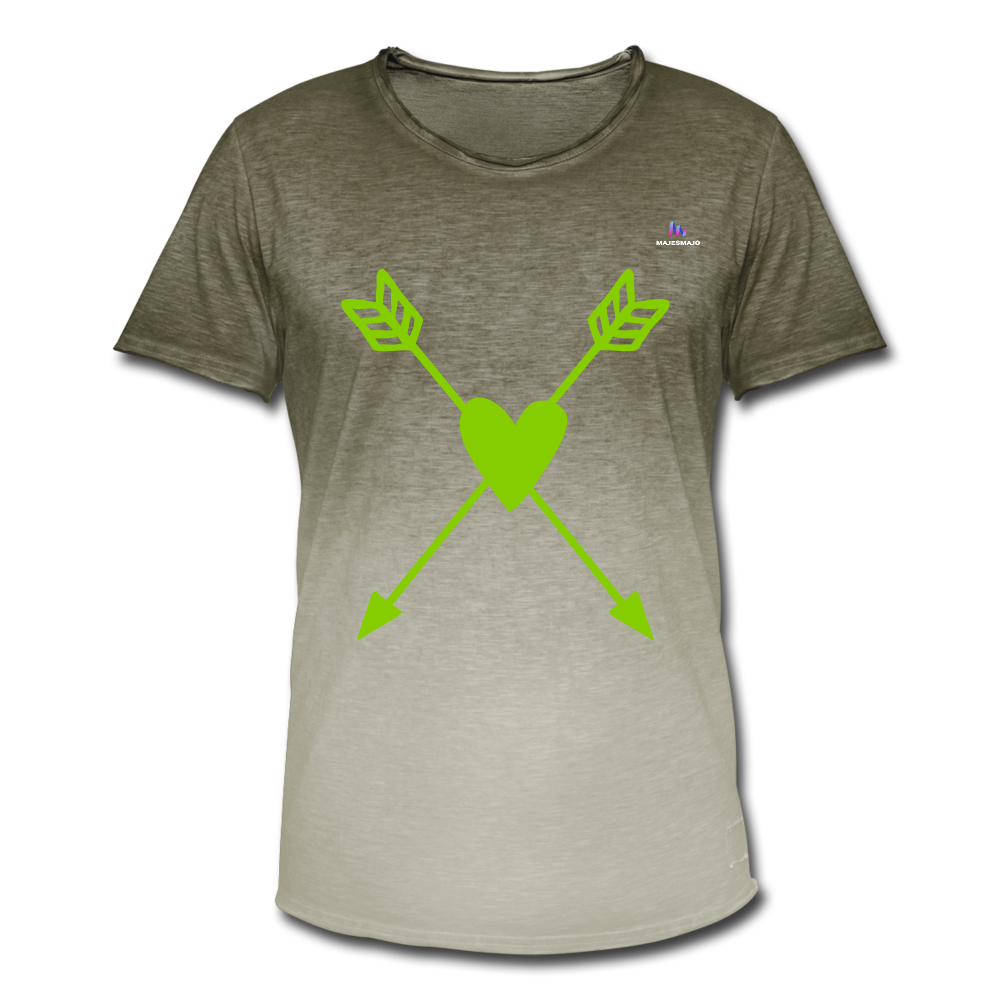 Camiseta degradada"Heart Cross" - dip dye khaki