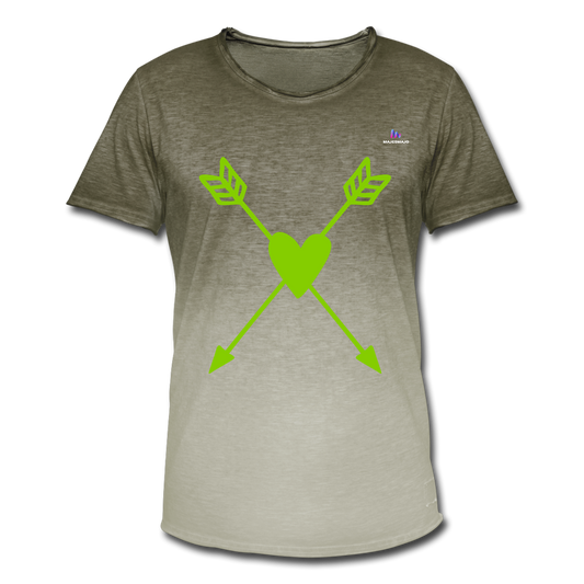 Camiseta degradada"Heart Cross" - dip dye khaki