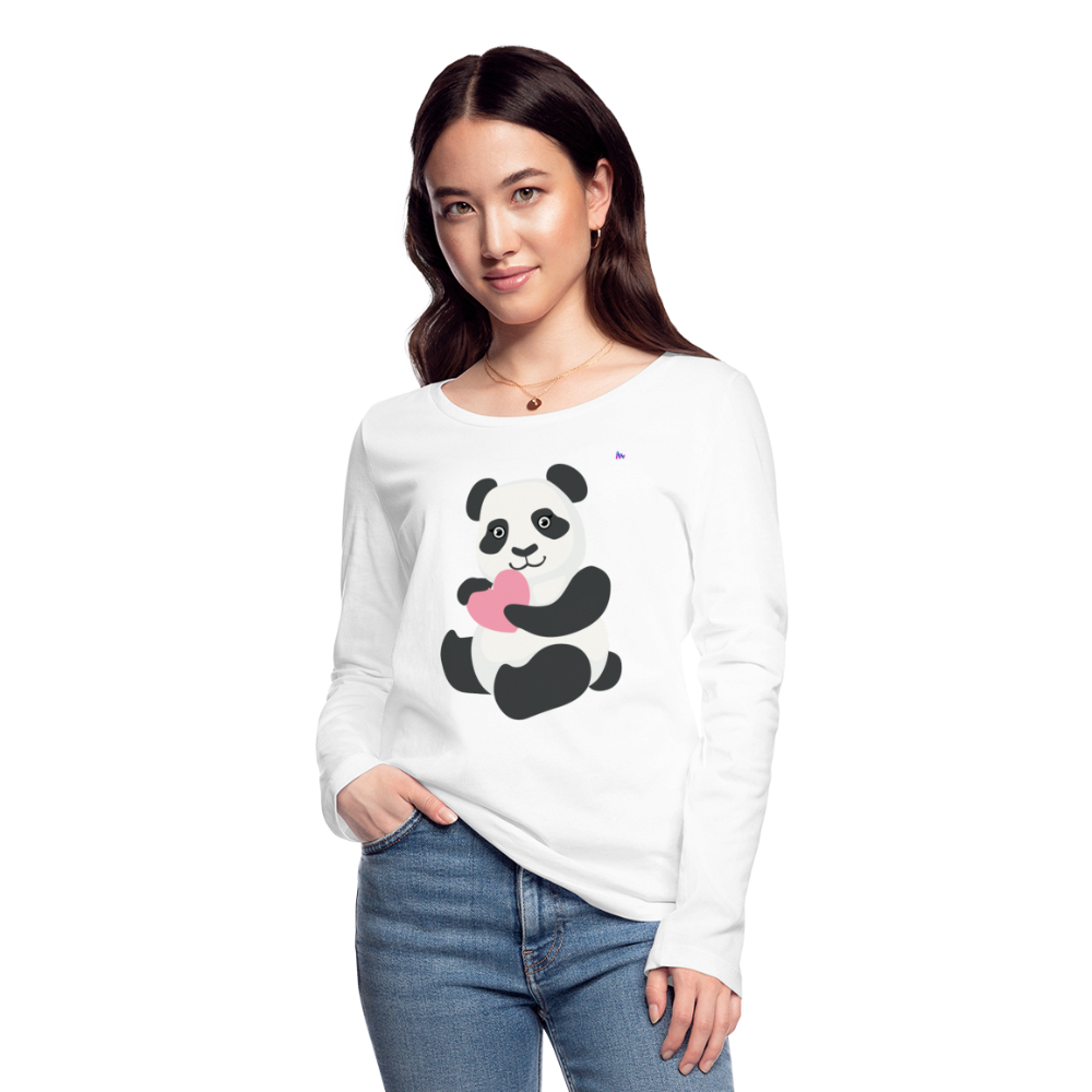 Camiseta de manga larga ecológica de Stanley & Stella"Cute Panda heart love" - white