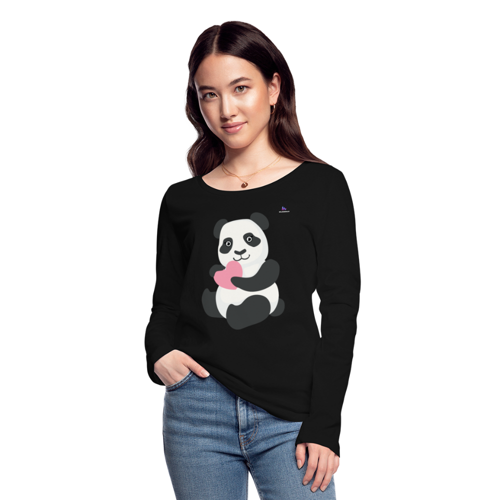 Camiseta de manga larga ecológica de Stanley & Stella"Cute Panda heart love" - black