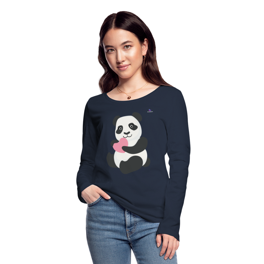 Camiseta de manga larga ecológica de Stanley & Stella"Cute Panda heart love" - navy