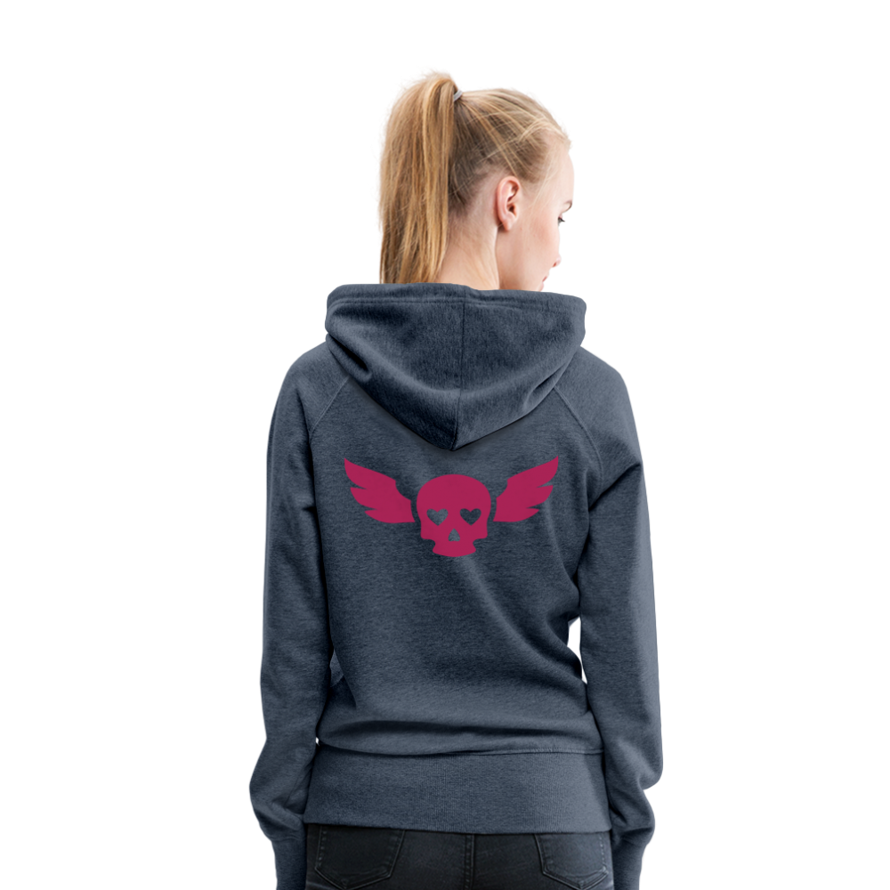 Sudadera con capucha premium"skull heart2" - heather denim