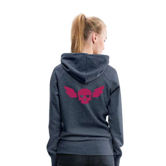 Sudadera con capucha premium"skull heart2" - heather denim