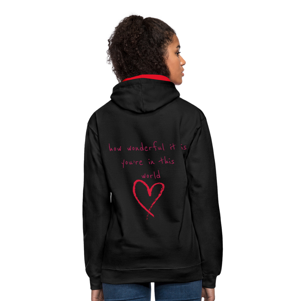 Sudadera con capucha en contraste"love" - black/red