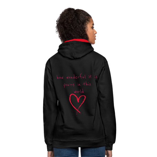 Sudadera con capucha en contraste"love" - black/red
