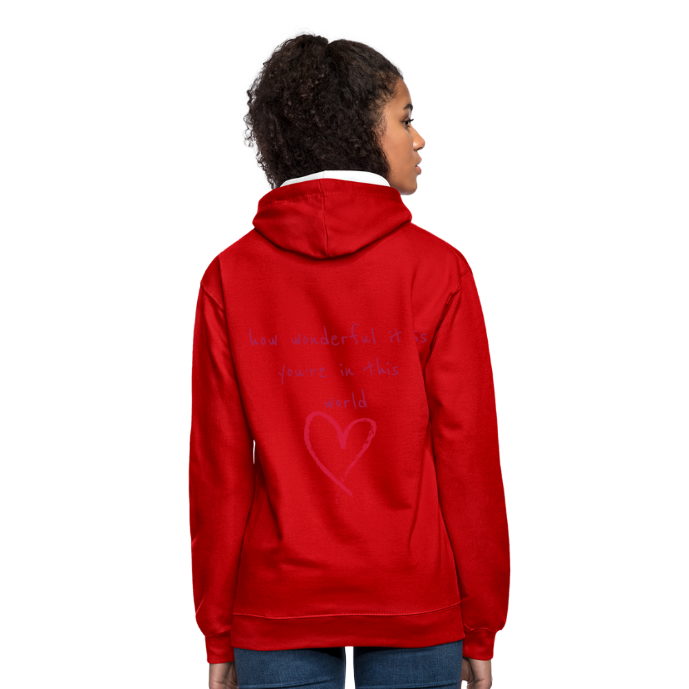 Sudadera con capucha en contraste"love" - red/white