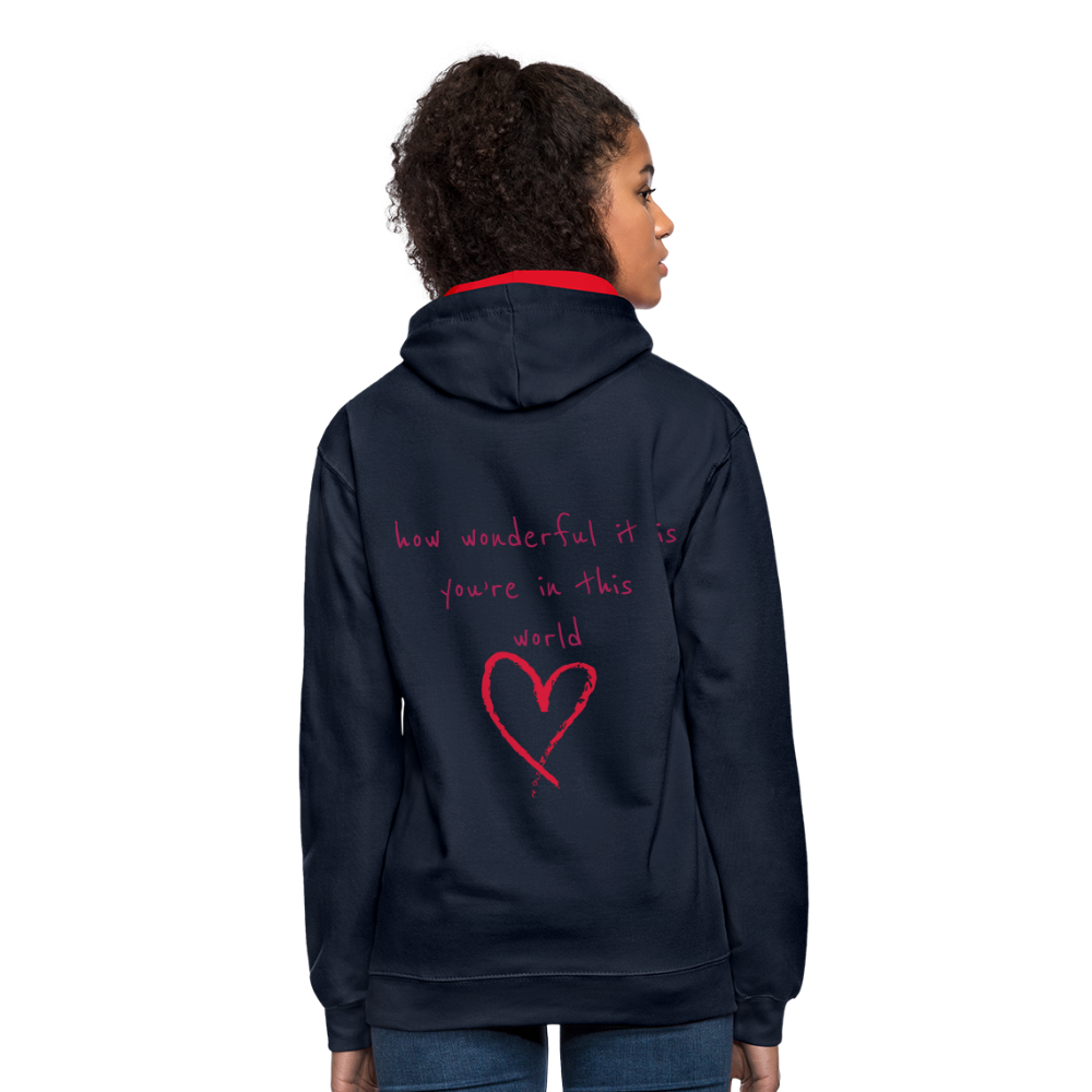 Sudadera con capucha en contraste"love" - navy/red